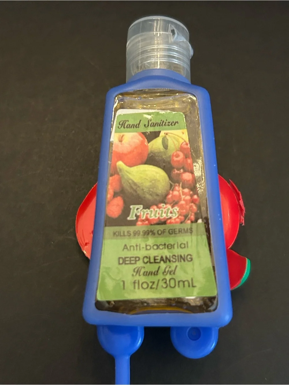 Kids Assortment of (6) Fruit Themed Scented Hand Sanitizer Gel in Silicone Cases
